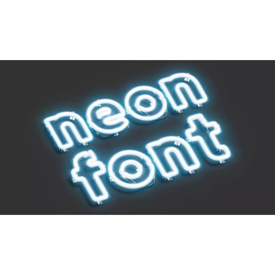 Blue Neon Lowercase Letters 3D Model – Illuminated LED Font, FBX, OBJ - View 2