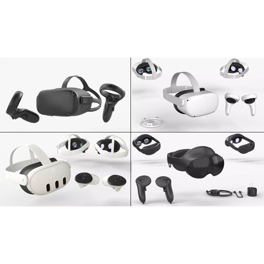 Meta Quest VR Headset & Controllers 3D Model – PBR Game-Ready Asset, FBX, OBJ - View 2