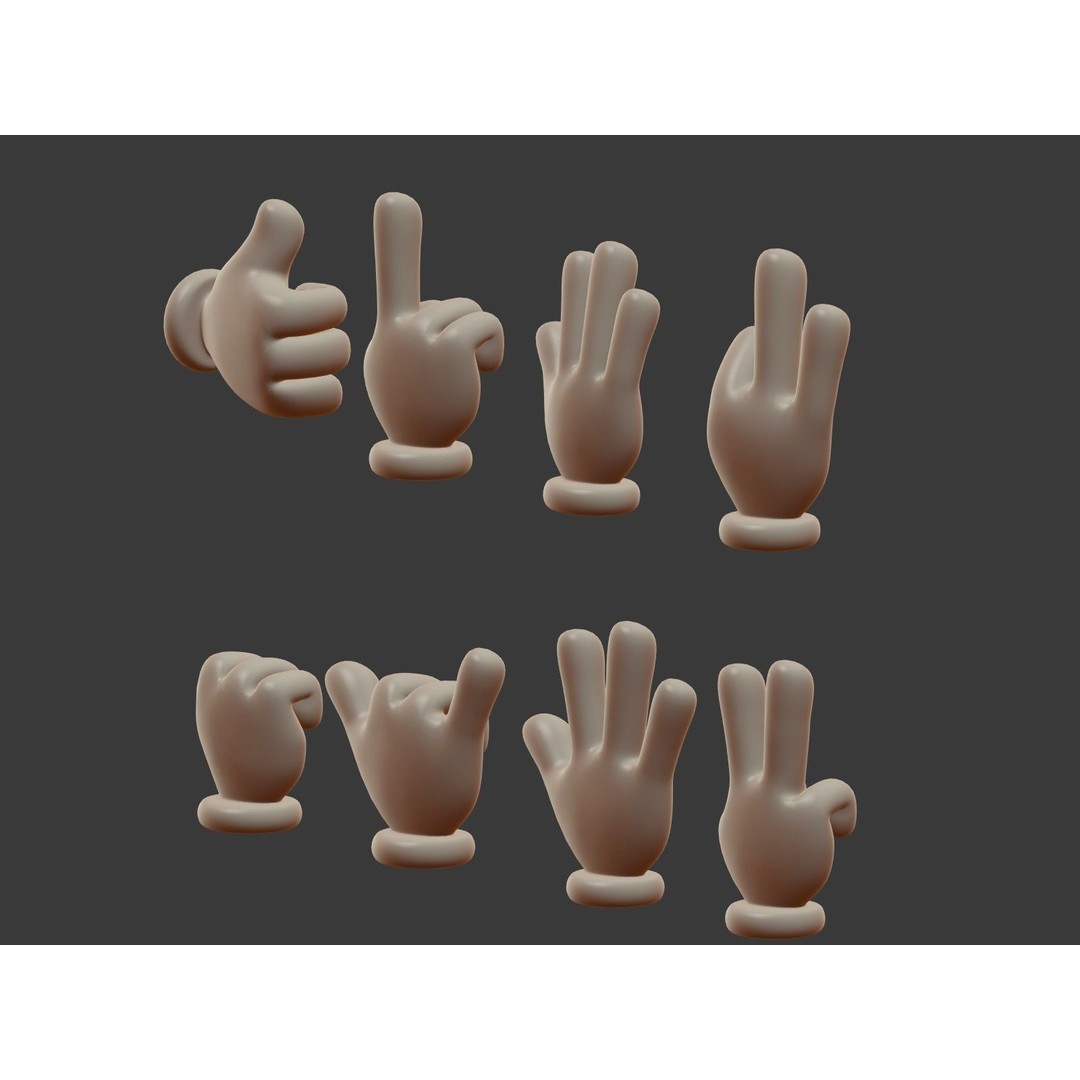 Hand Emoji Signs 3D Model – Cartoon Icons Collection, Blender - View 36