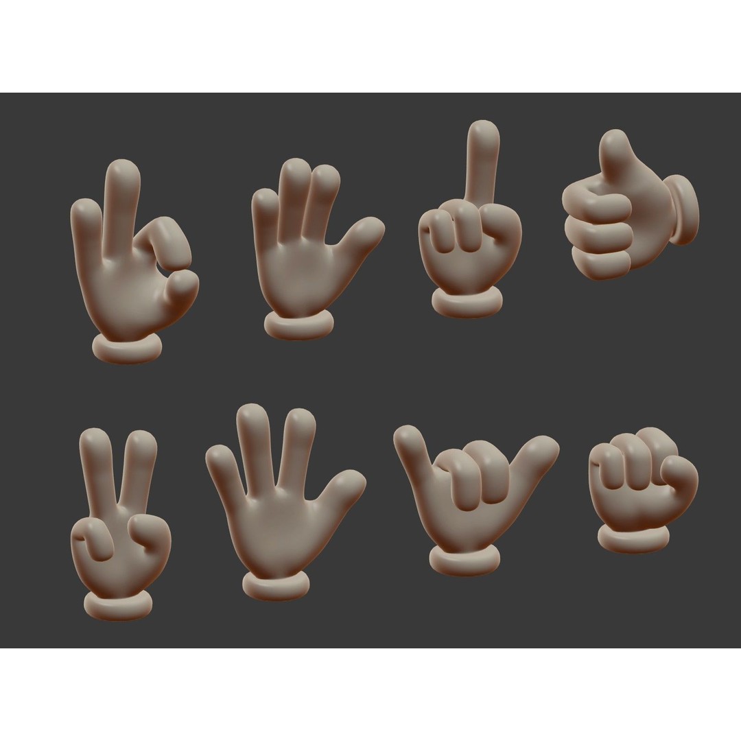 Hand Emoji Signs 3D Model – Cartoon Icons Collection, Blender - View 37