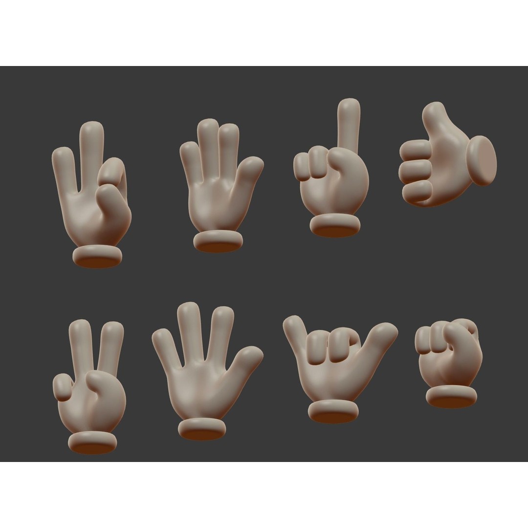 Hand Emoji Signs 3D Model – Cartoon Icons Collection, Blender - View 38