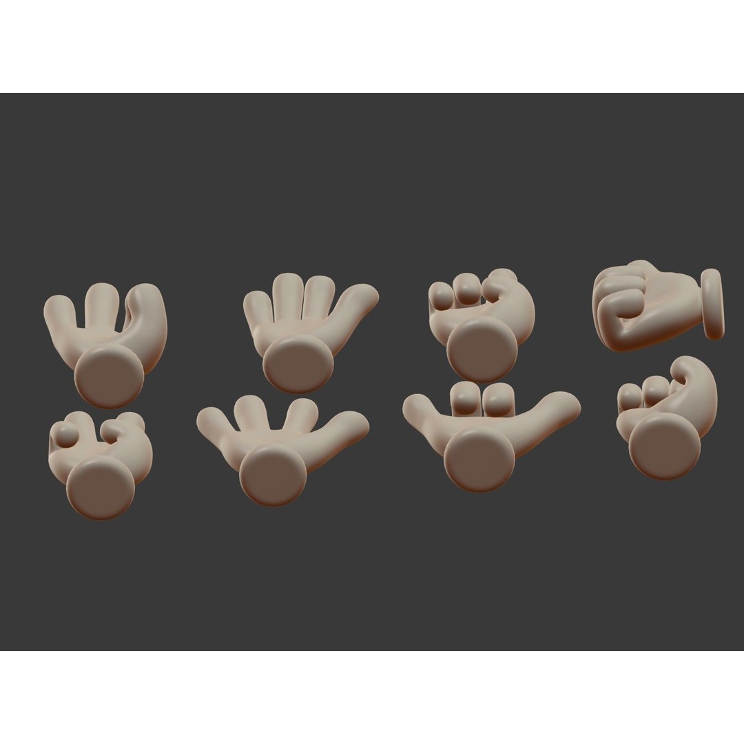 Hand Emoji Signs 3D Model – Cartoon Icons Collection, Blender - View 40