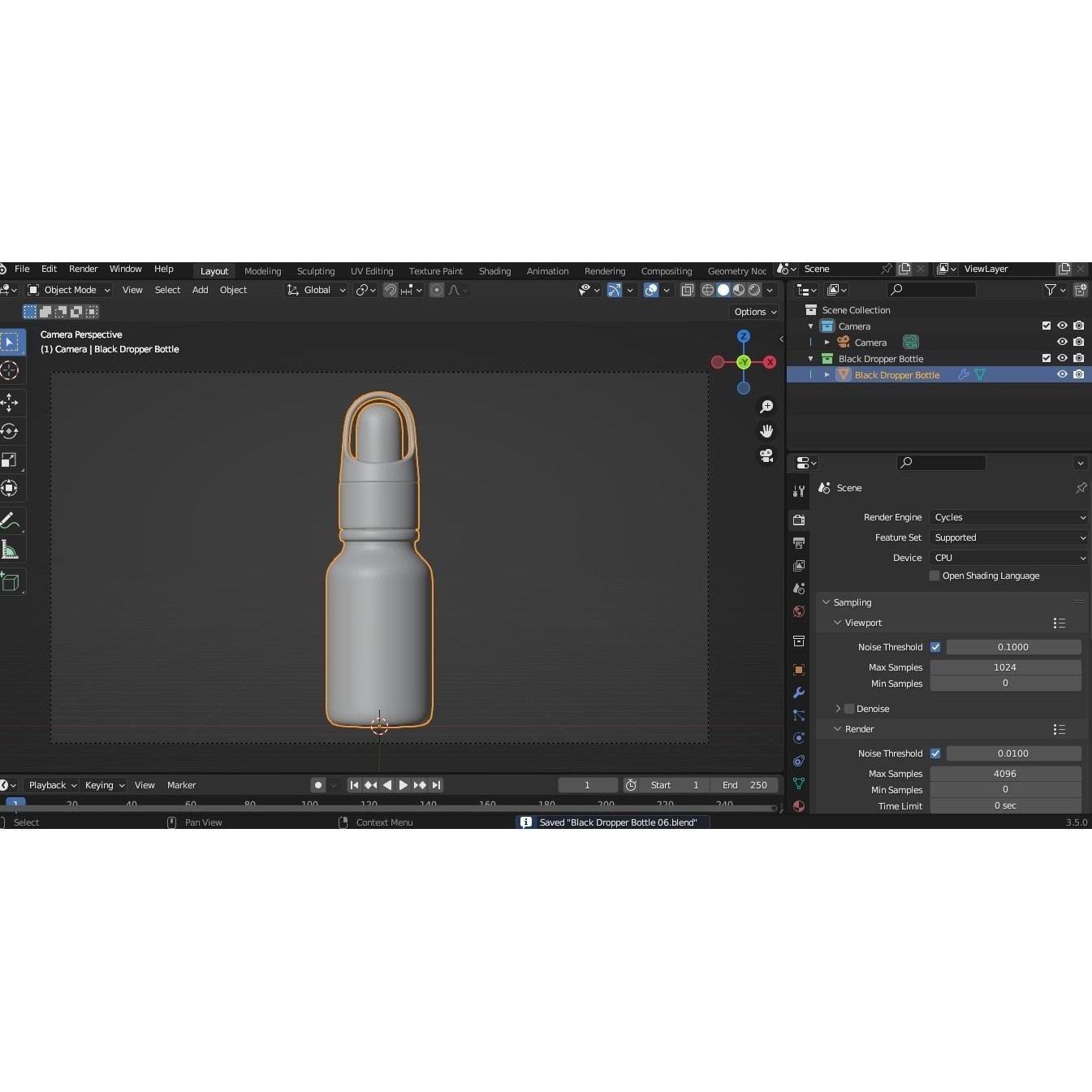 Black Dropper Bottle 06 - PBR Game-Ready 3D Model