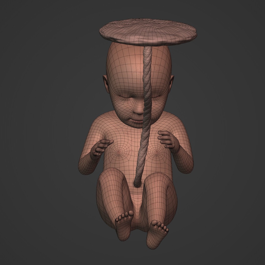 Human Fetus 3D Model – Low Poly Rigged Character for Animation - View 11