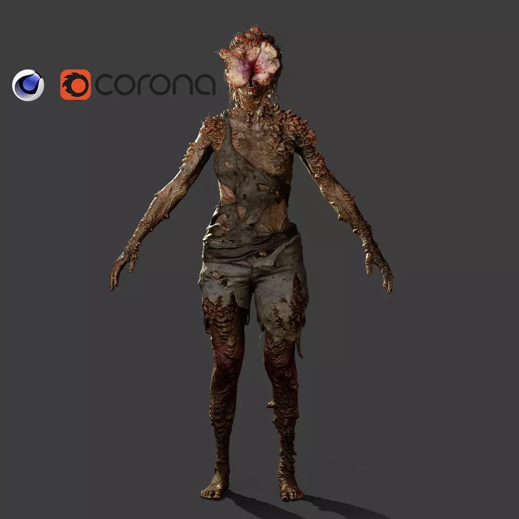 Clicker 3D Model – Rigged Character with Crawl Animation, FBX, OBJ - View 2