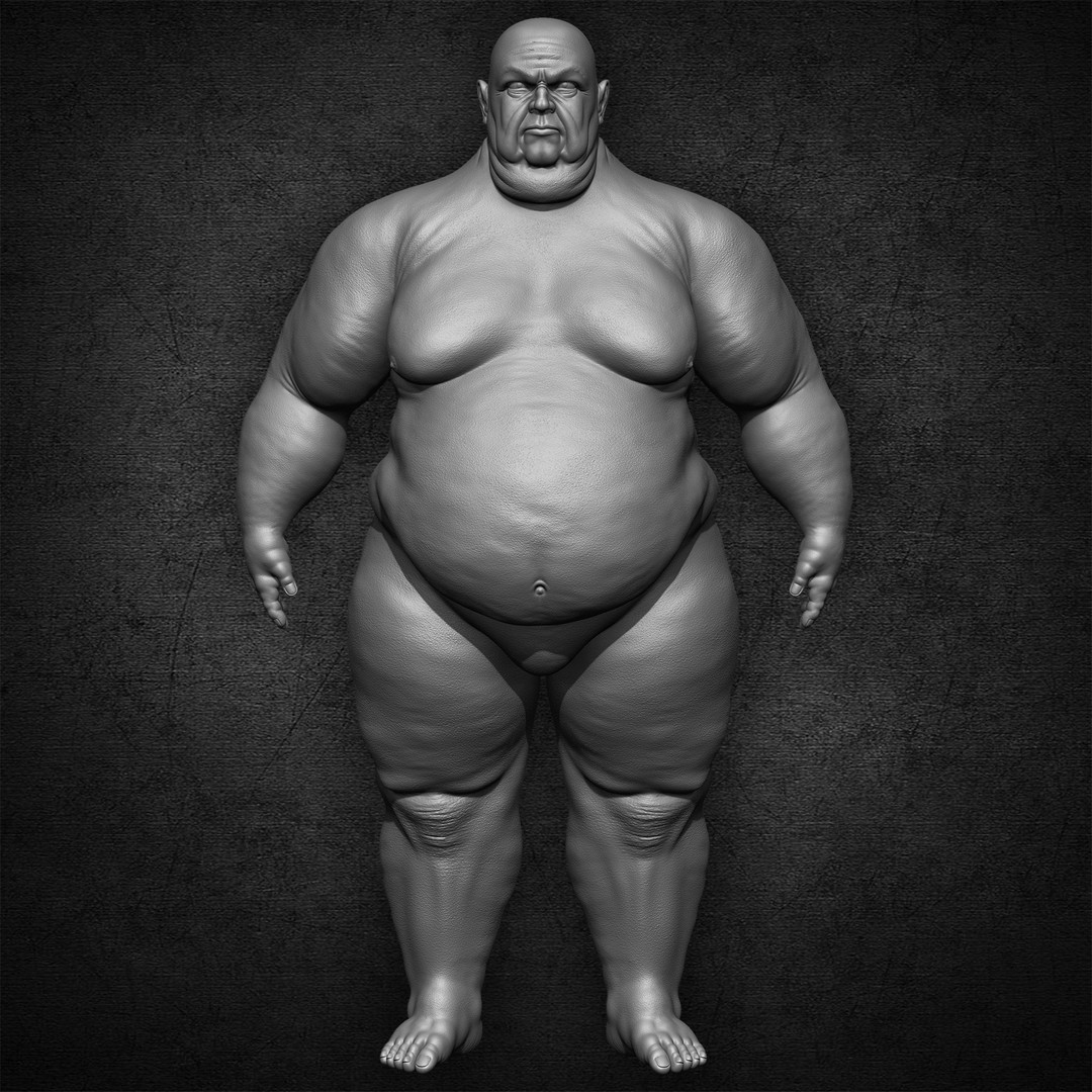 Fat Man 3D Model – Low Poly BaseMesh for Games, FBX, OBJ - View 26