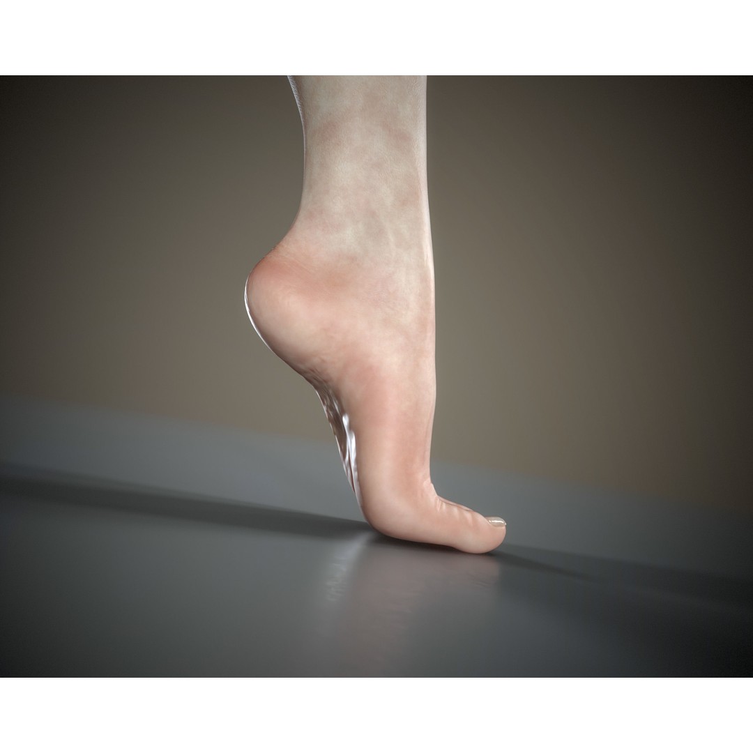Woman Foot 3D Model – Low Poly Game Ready Asset, FBX, OBJ - View 10