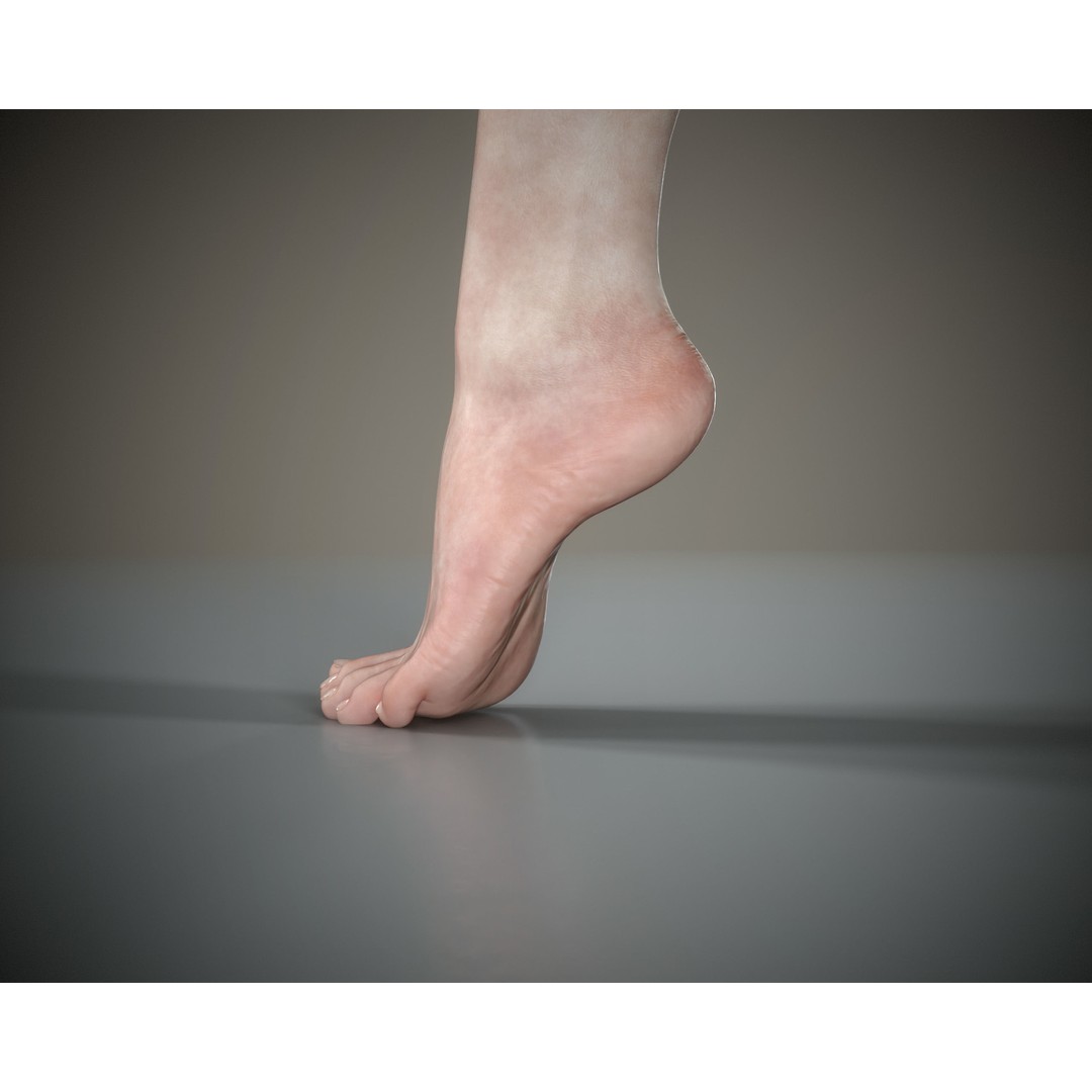 Woman Foot 3D Model – Low Poly Game Ready Asset, FBX, OBJ - View 11
