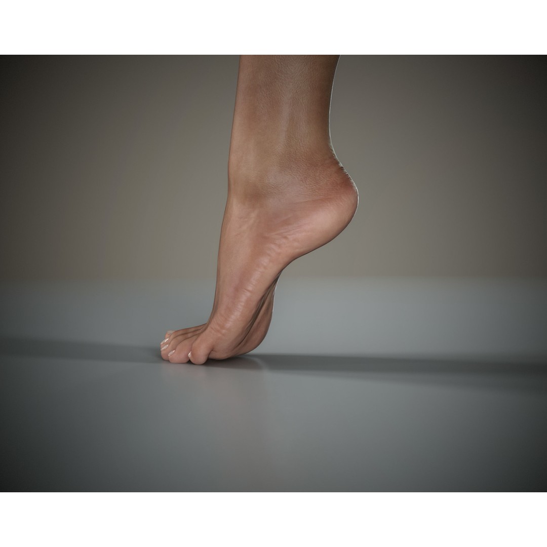 Woman Foot 3D Model – Low Poly Game Ready Asset, FBX, OBJ - View 15