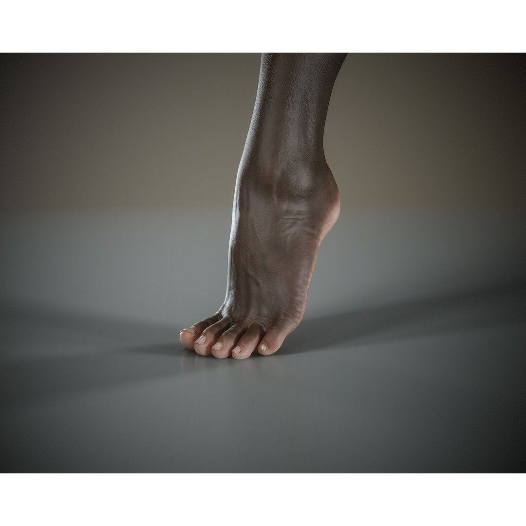Woman Foot 3D Model – Low Poly Game Ready Asset, FBX, OBJ - View 25