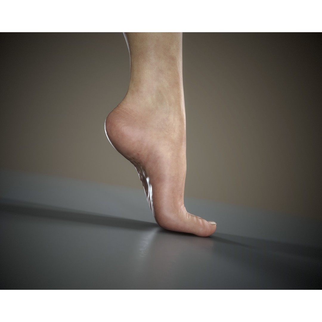 Woman Foot 3D Model – Low Poly Game Ready Asset, FBX, OBJ - View 5