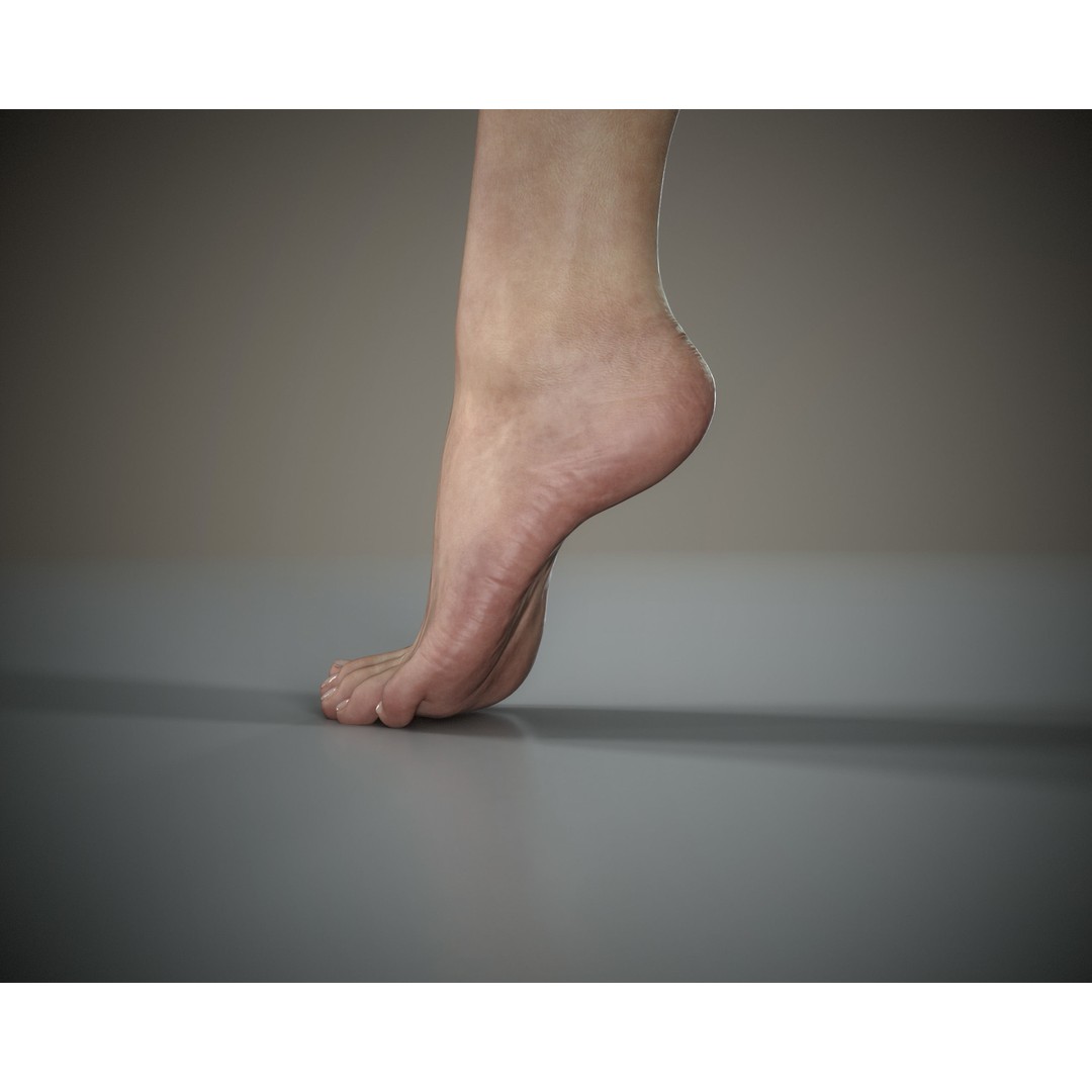 Woman Foot 3D Model – Low Poly Game Ready Asset, FBX, OBJ - View 7