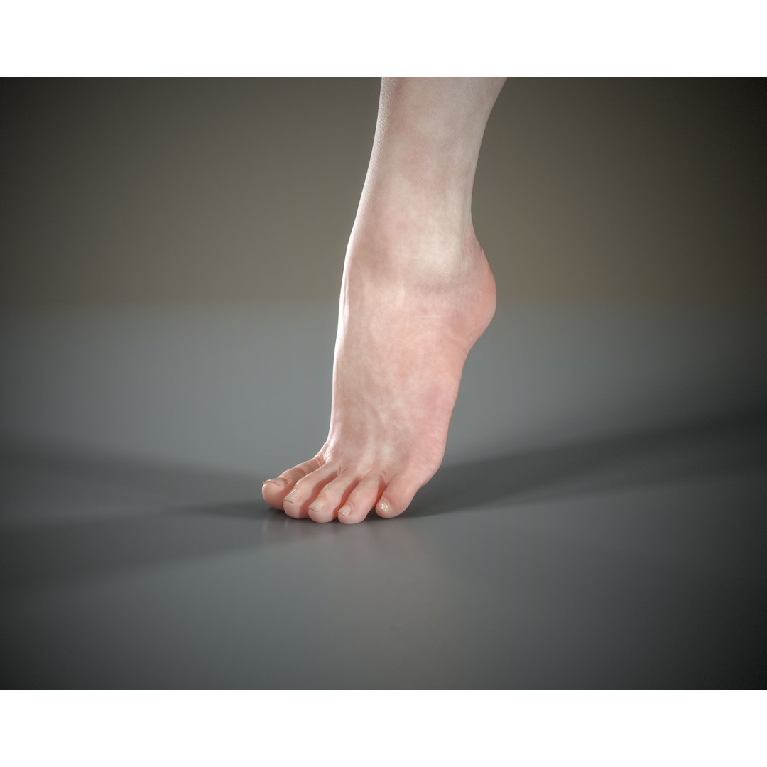 Woman Foot 3D Model – Low Poly Game Ready Asset, FBX, OBJ - View 9