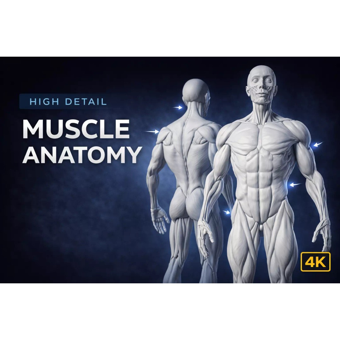 Human Anatomical Muscle 3D Model – Realistic High-Quality Asset, FBX, Blender - View 10