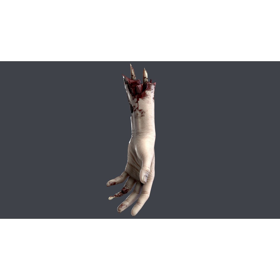 Severed Hand 3D Model – Low Poly Game Asset, PBR Textures, FBX - View 7