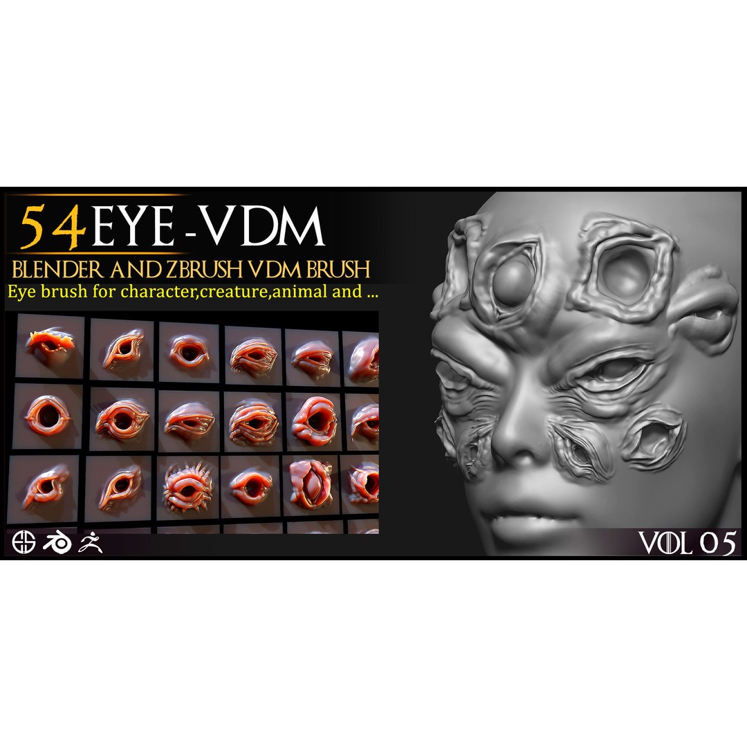 Eye-54 VDM Eye-Character 3D Model – VDM Brushes for Blender & Zbrush - View 4