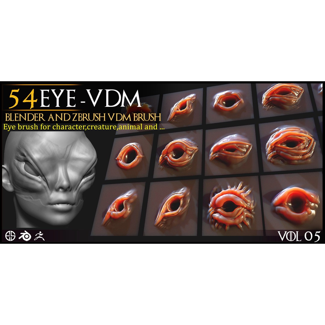 Eye-54 VDM Eye-Character 3D Model – VDM Brushes for Blender & Zbrush - View 6