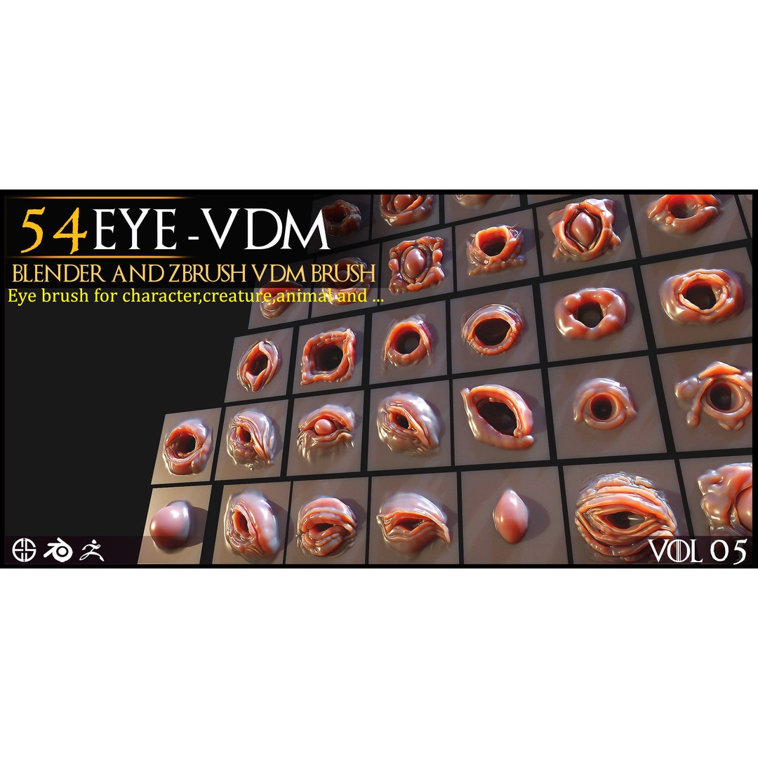 Eye-54 VDM Eye-Character 3D Model – VDM Brushes for Blender & Zbrush - View 7
