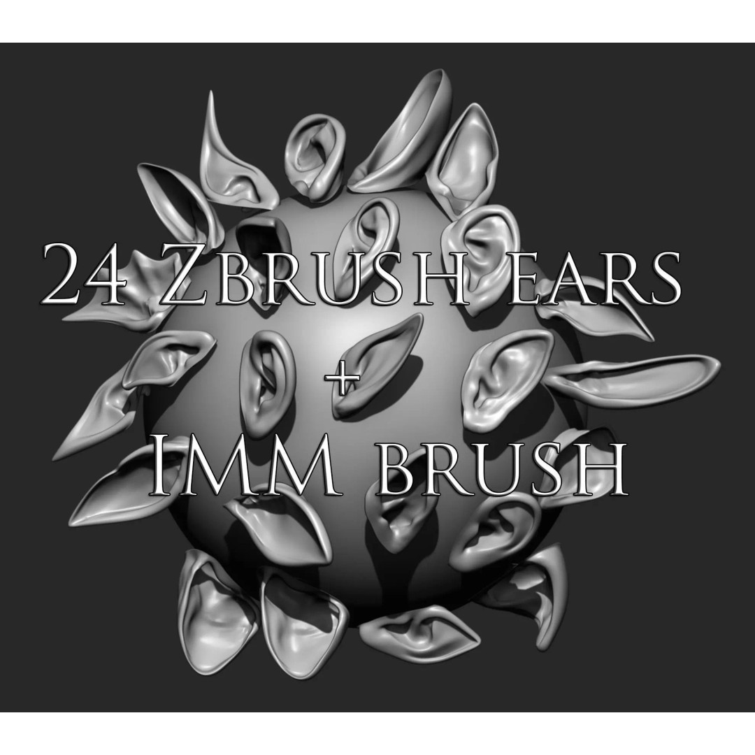 24 Ears 3D Model – Multi Mesh Brush Collection for ZBrush - View 2