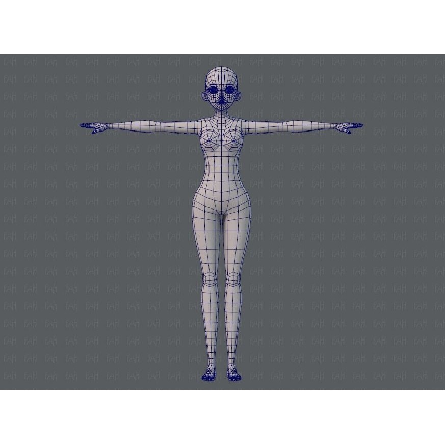 Base Mesh Woman 3D Model – Low Poly Cartoon Character for Animation - View 11
