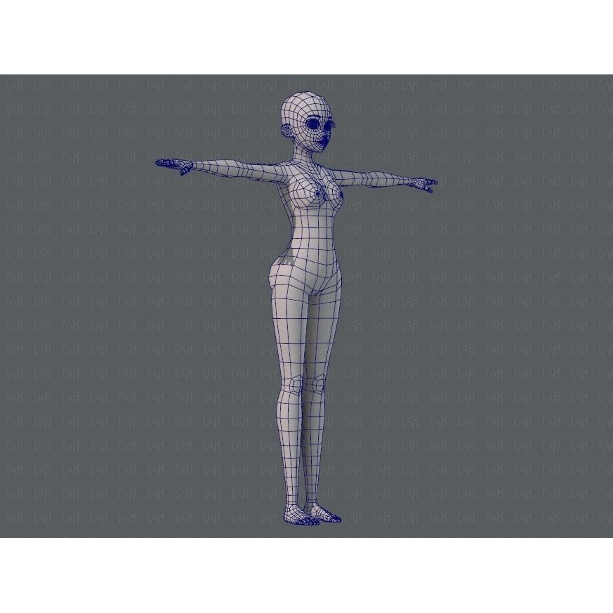 Base Mesh Woman 3D Model – Low Poly Cartoon Character for Animation - View 12
