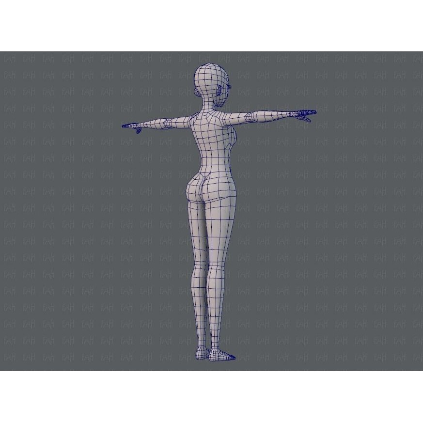 Base Mesh Woman 3D Model – Low Poly Cartoon Character for Animation - View 14