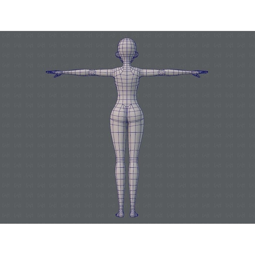 Base Mesh Woman 3D Model – Low Poly Cartoon Character for Animation - View 15