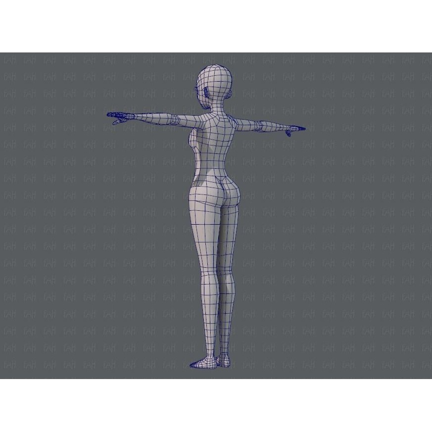 Base Mesh Woman 3D Model – Low Poly Cartoon Character for Animation - View 16