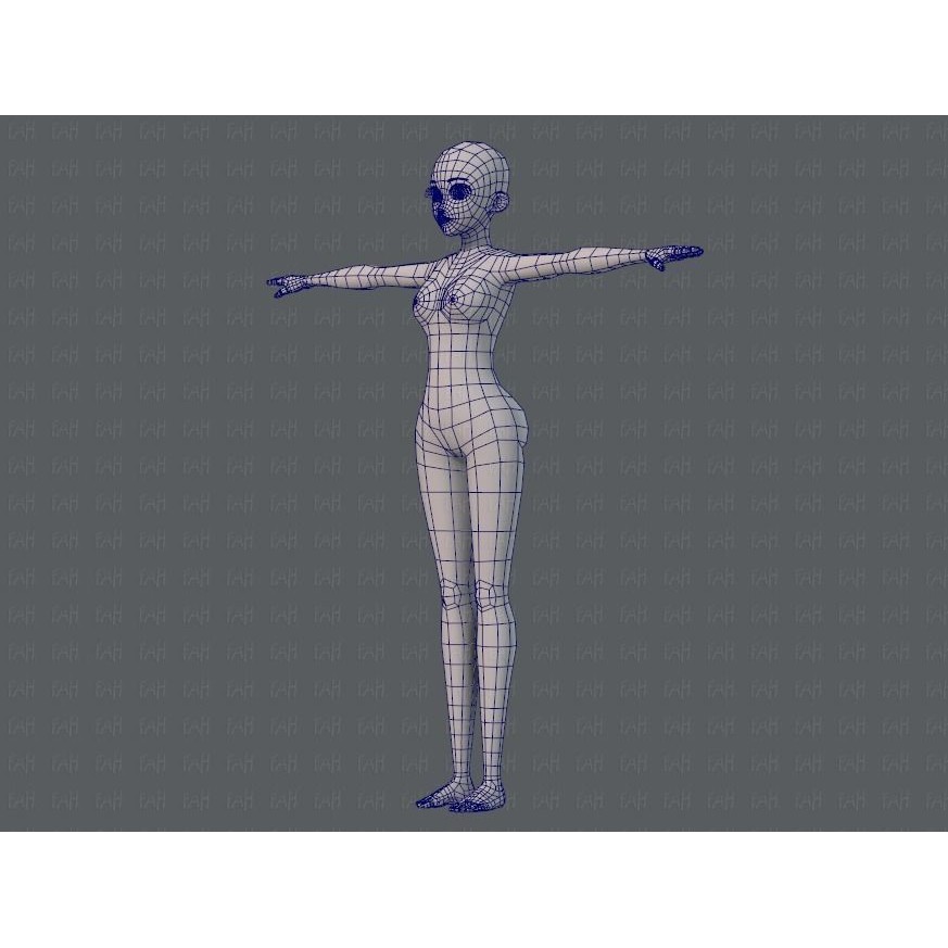 Base Mesh Woman 3D Model – Low Poly Cartoon Character for Animation - View 18