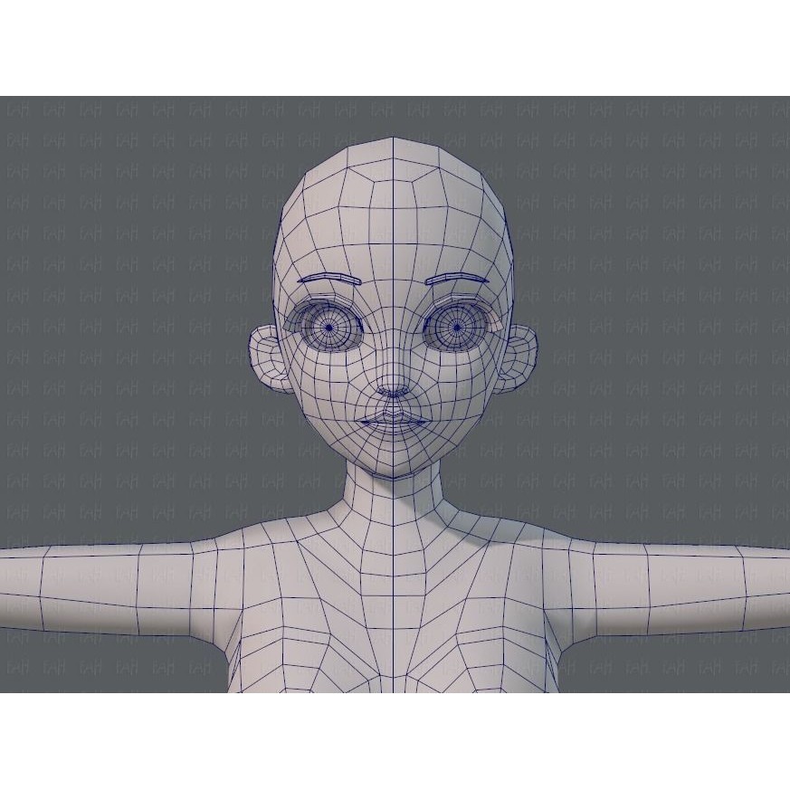 Base Mesh Woman 3D Model – Low Poly Cartoon Character for Animation - View 27