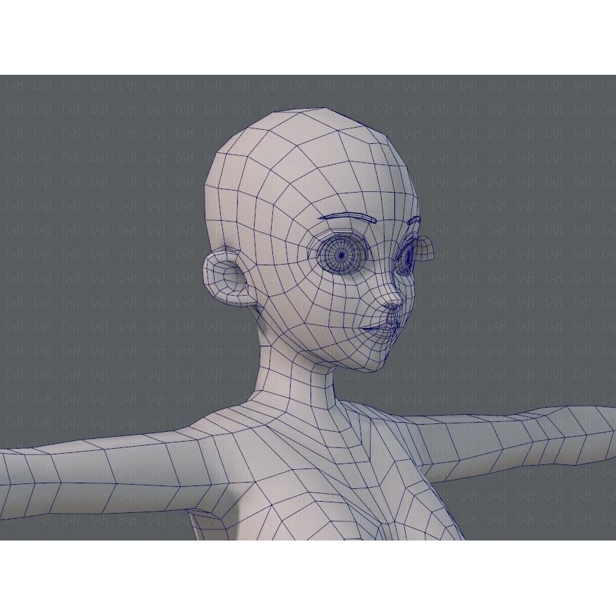 Base Mesh Woman 3D Model – Low Poly Cartoon Character for Animation - View 28