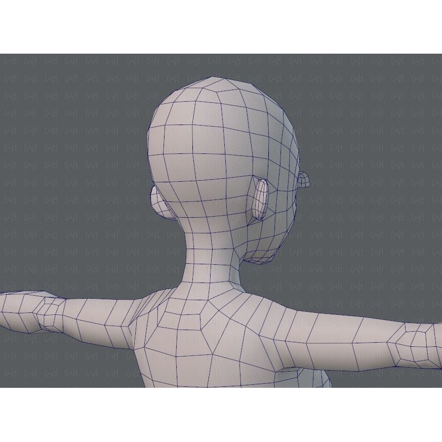 Base Mesh Woman 3D Model – Low Poly Cartoon Character for Animation - View 30
