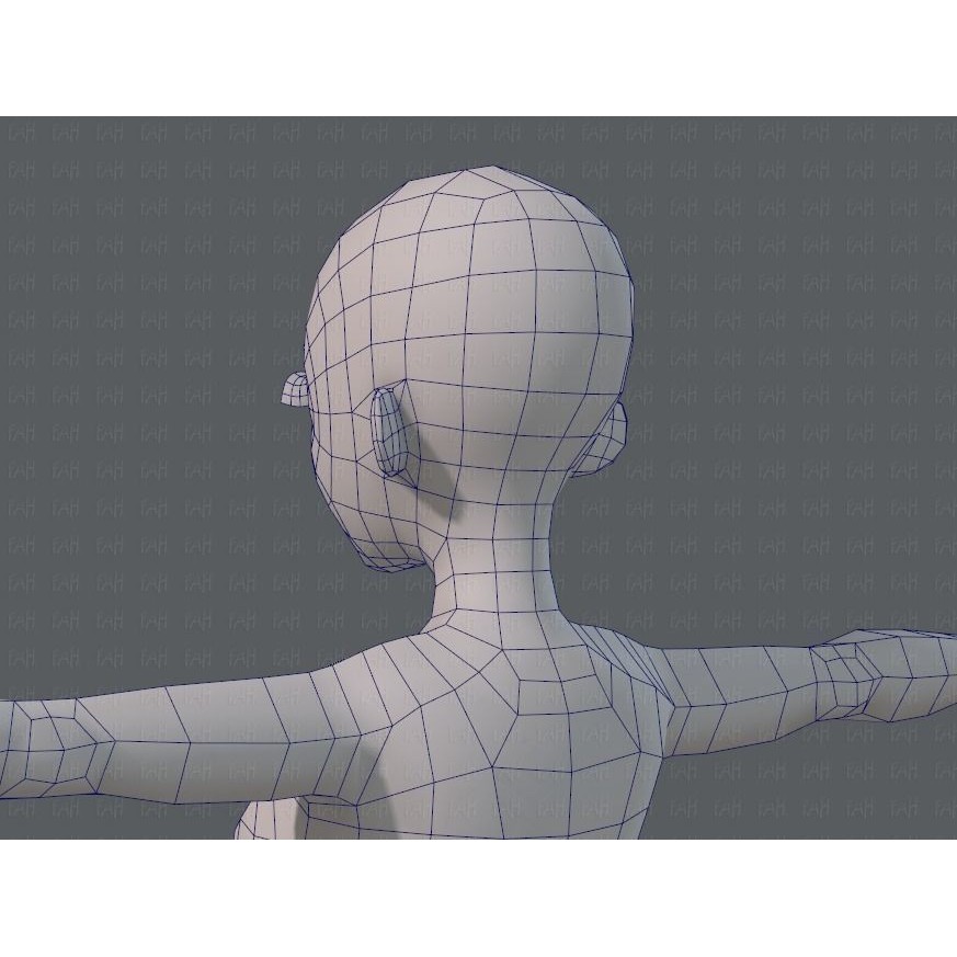 Base Mesh Woman 3D Model – Low Poly Cartoon Character for Animation - View 32