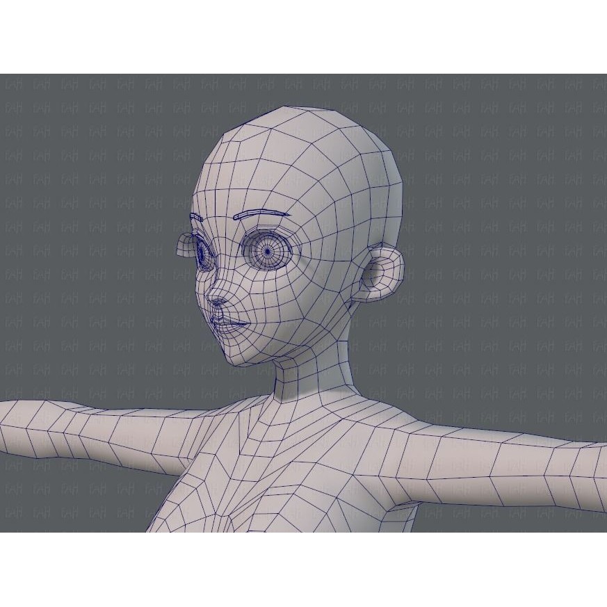 Base Mesh Woman 3D Model – Low Poly Cartoon Character for Animation - View 34