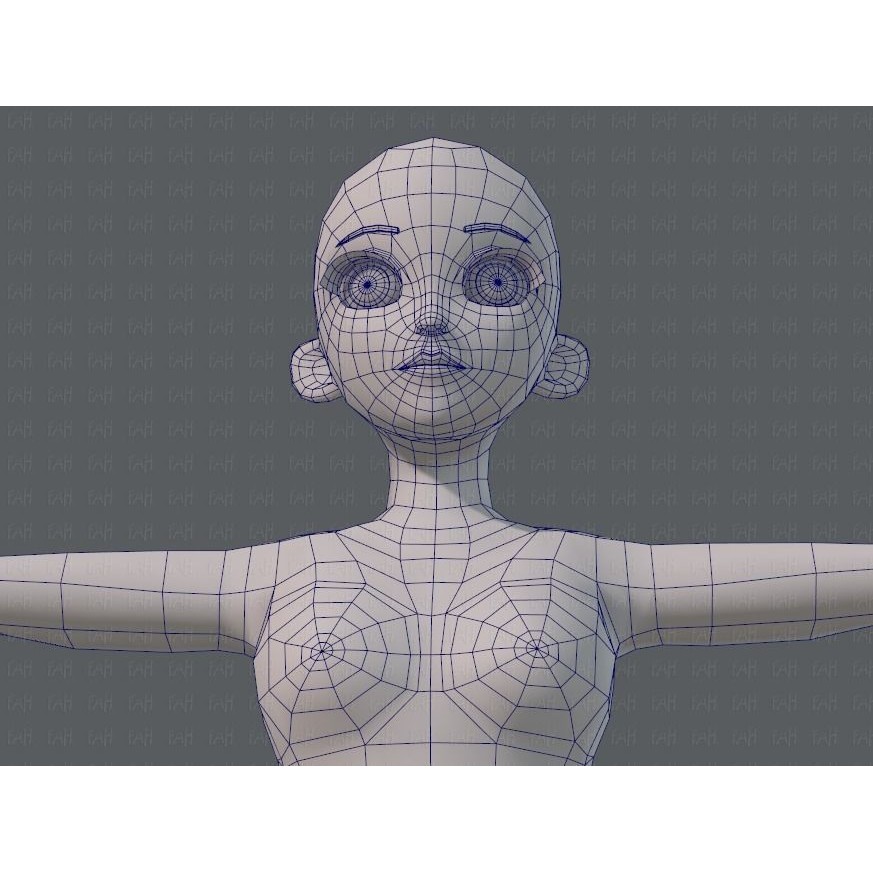 Base Mesh Woman 3D Model – Low Poly Cartoon Character for Animation - View 40