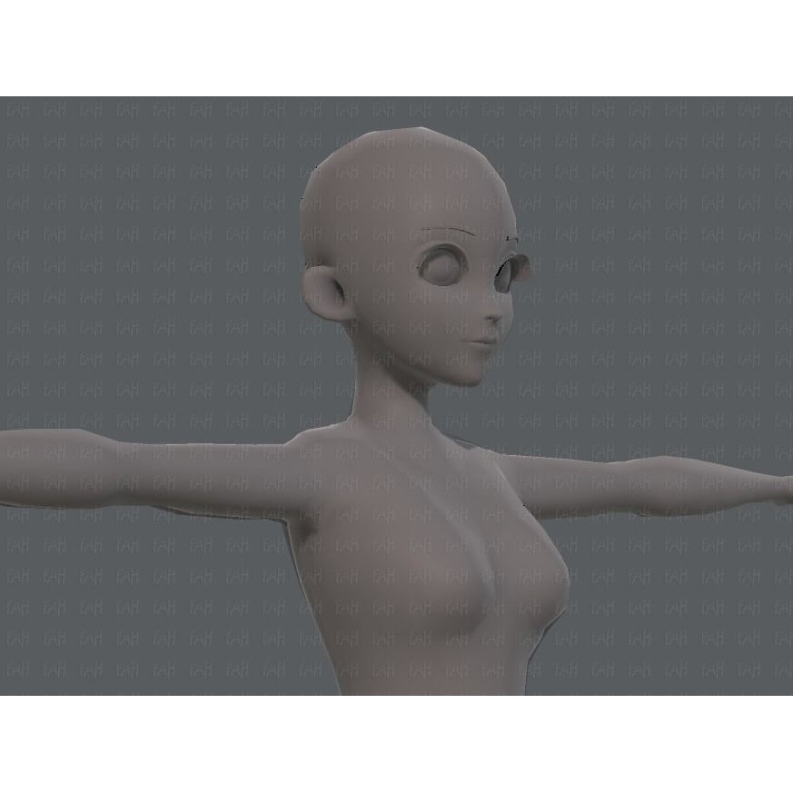 Base Mesh Woman 3D Model – Low Poly Cartoon Character for Animation - View 43