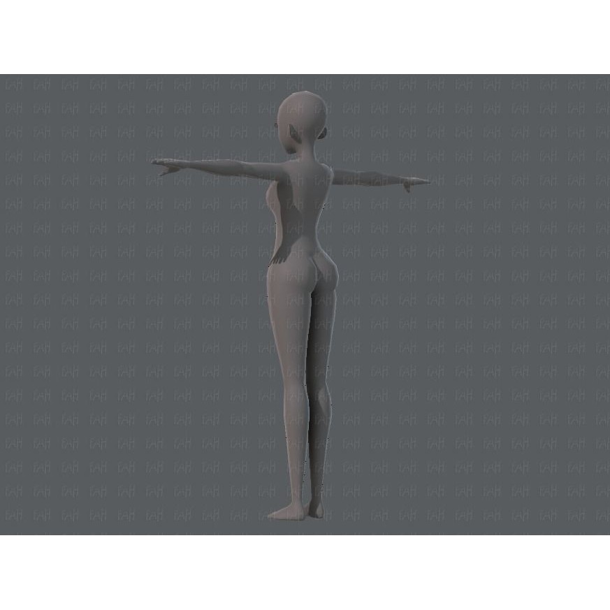 Base Mesh Woman 3D Model – Low Poly Cartoon Character for Animation - View 8