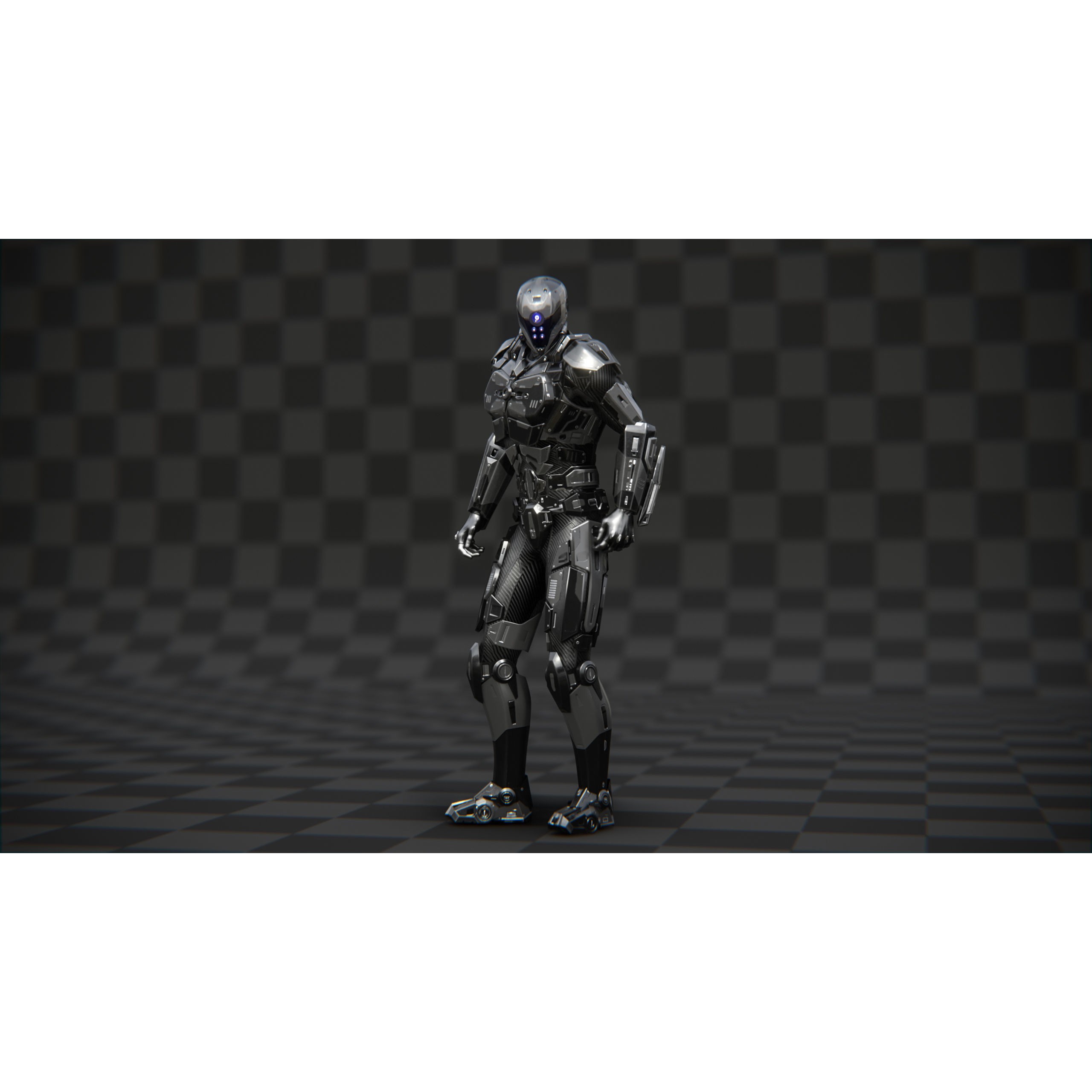 Sci-Fi Soldier Combat Suit - Low-Poly Game-Ready 3D Model - View 8