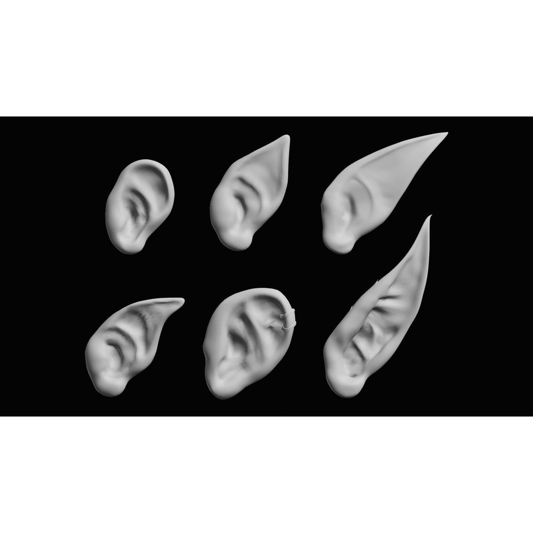 Ear Set 3D Model – Low Poly Character Anatomy, FBX, OBJ, STL