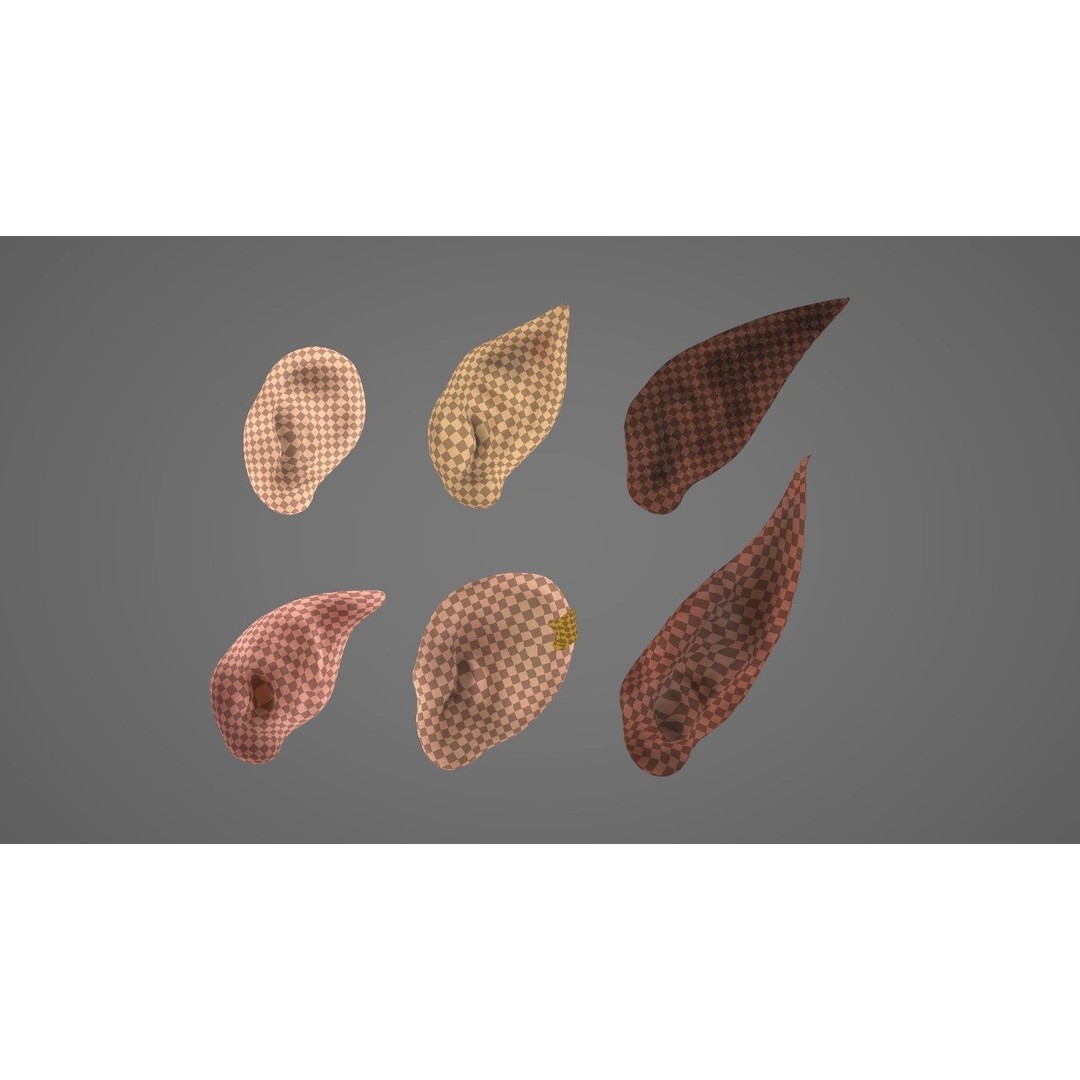 Ear Set 3D Model – Low Poly Character Anatomy, FBX, OBJ, STL - View 7
