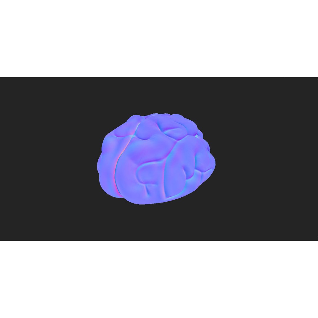 Human Brain 3D Model – Cartoon Character with PBR Textures, FBX & OBJ - View 12