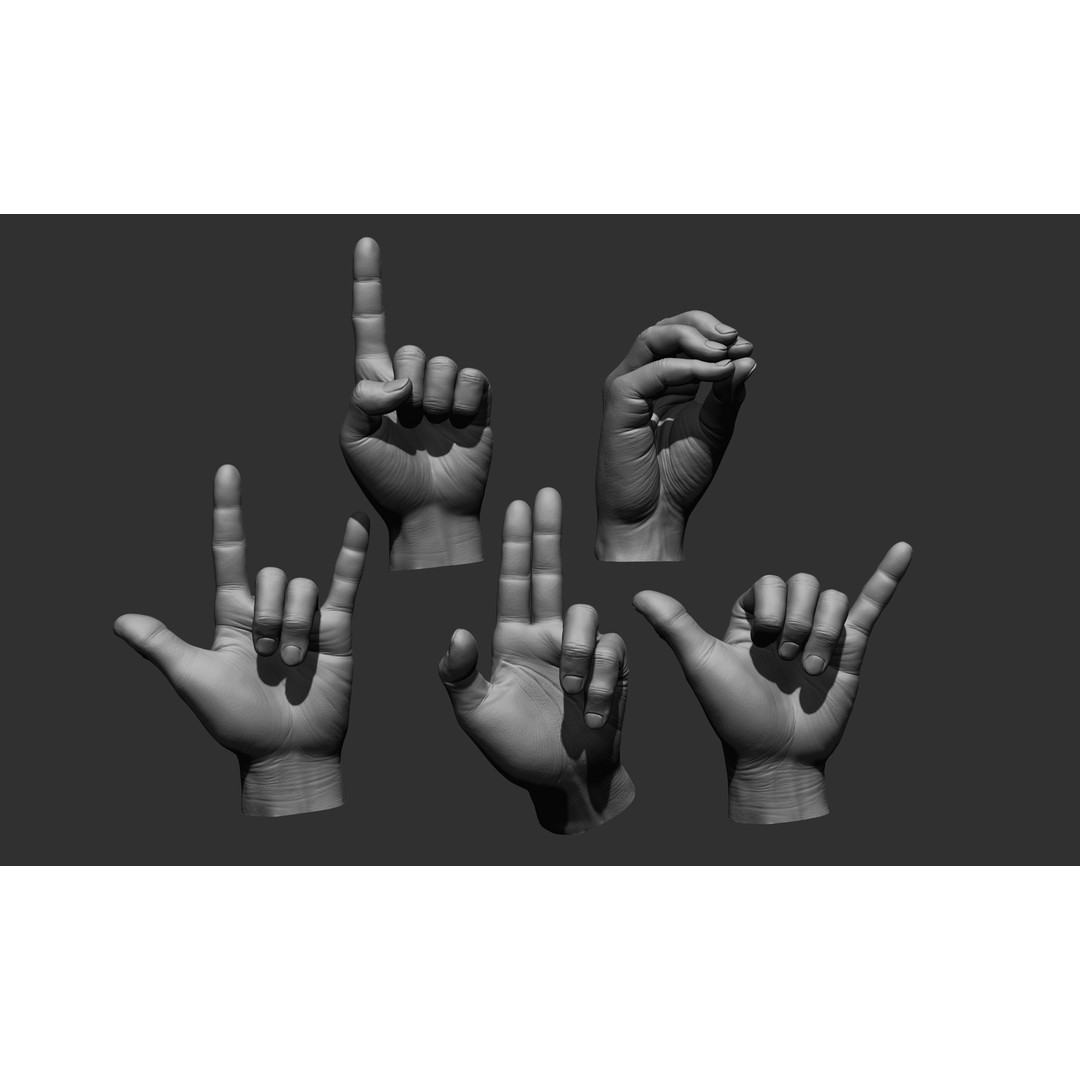 Realistic Male Hands 3D Model – High Poly Collection, Zbrush, FBX, OBJ - View 3