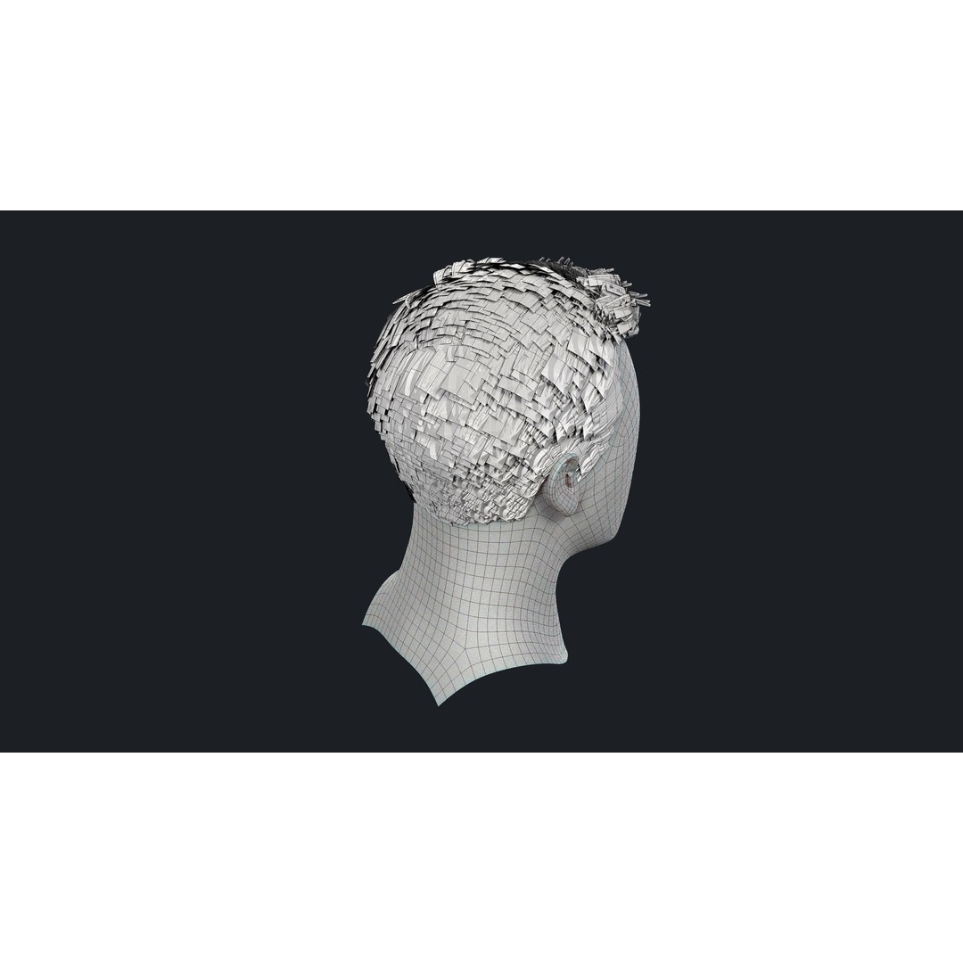 Realtime Mens Hairstyle 3D Model – Low Poly Game Asset, FBX