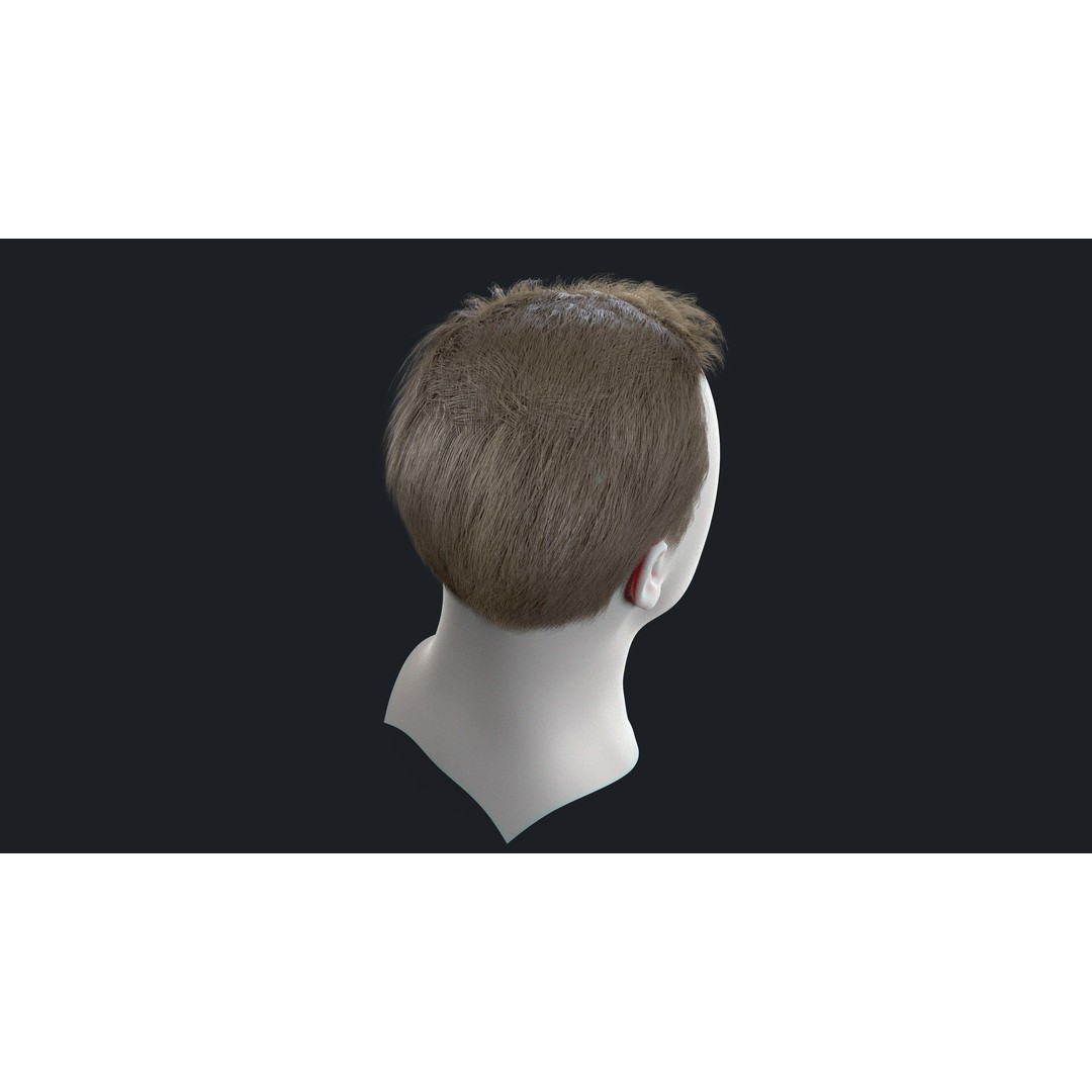 Realtime Mens Hairstyle 3D Model – Low Poly Game Asset, FBX - View 10