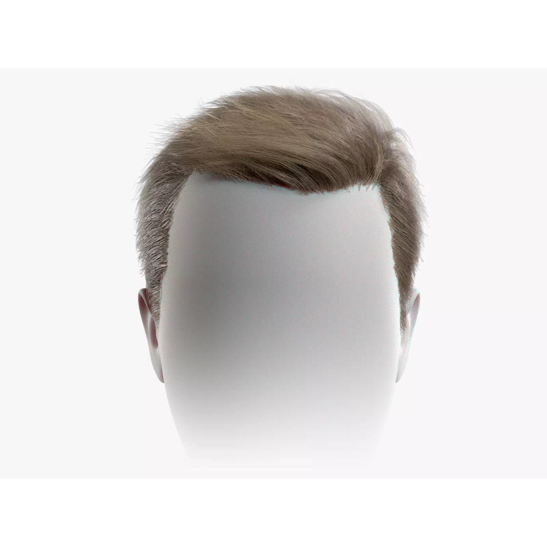 Realtime Mens Hairstyle 3D Model – Low Poly Game Asset, FBX - View 2