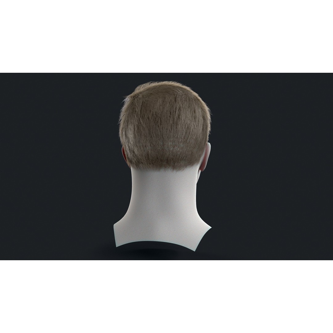 Realtime Mens Hairstyle 3D Model – Low Poly Game Asset, FBX - View 5