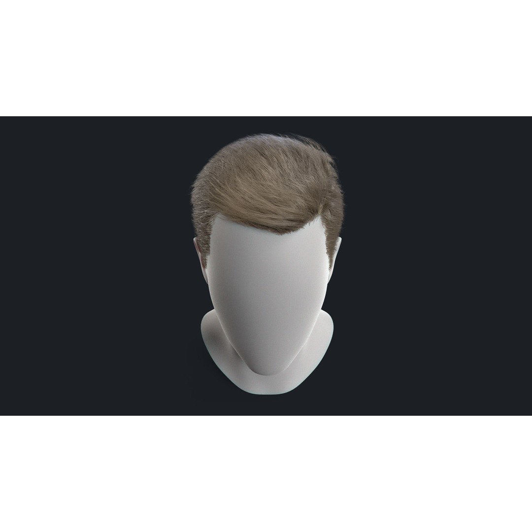 Realtime Mens Hairstyle 3D Model – Low Poly Game Asset, FBX - View 8