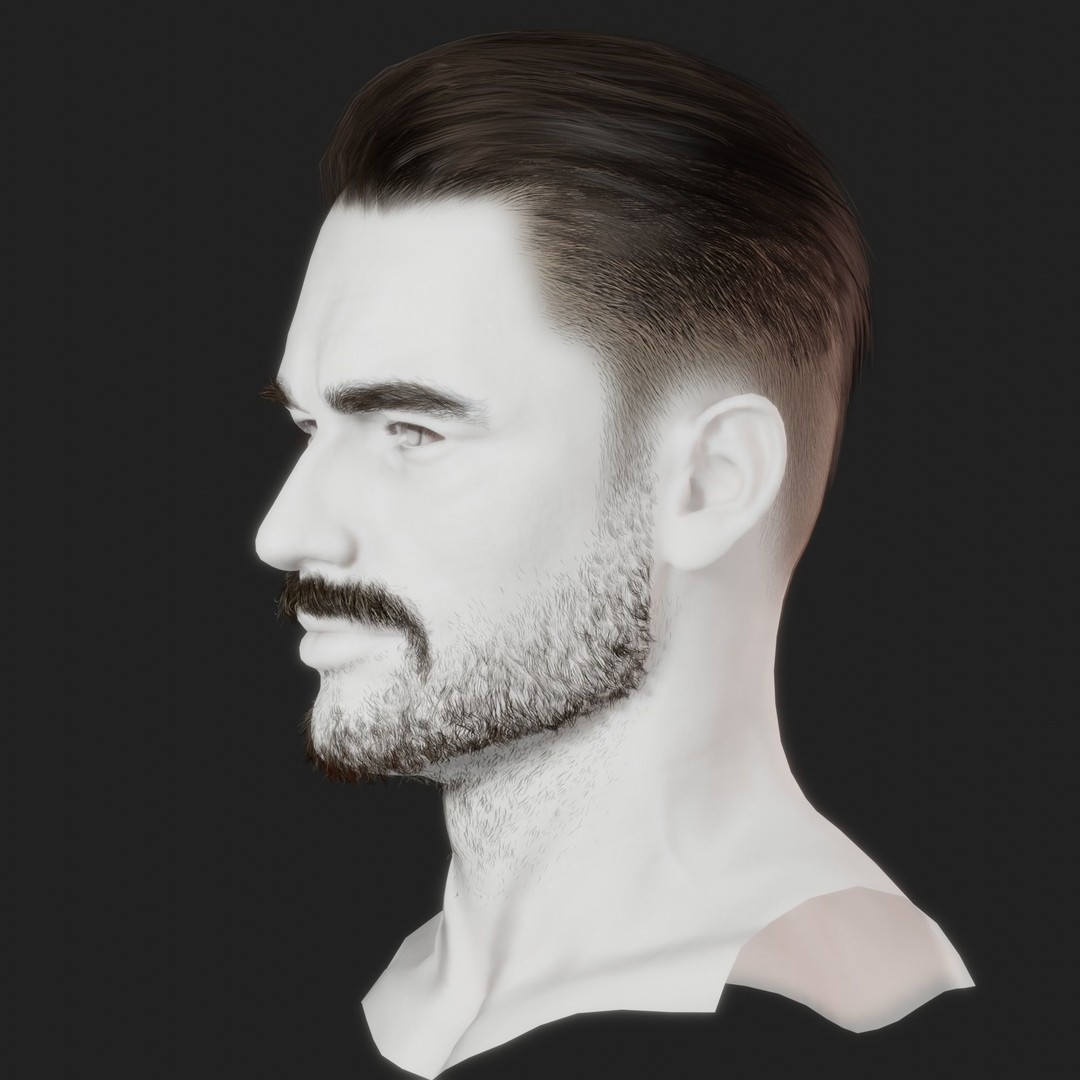 Realistic Male Hair 3D Model – Low Poly Game Ready, FBX, Blender