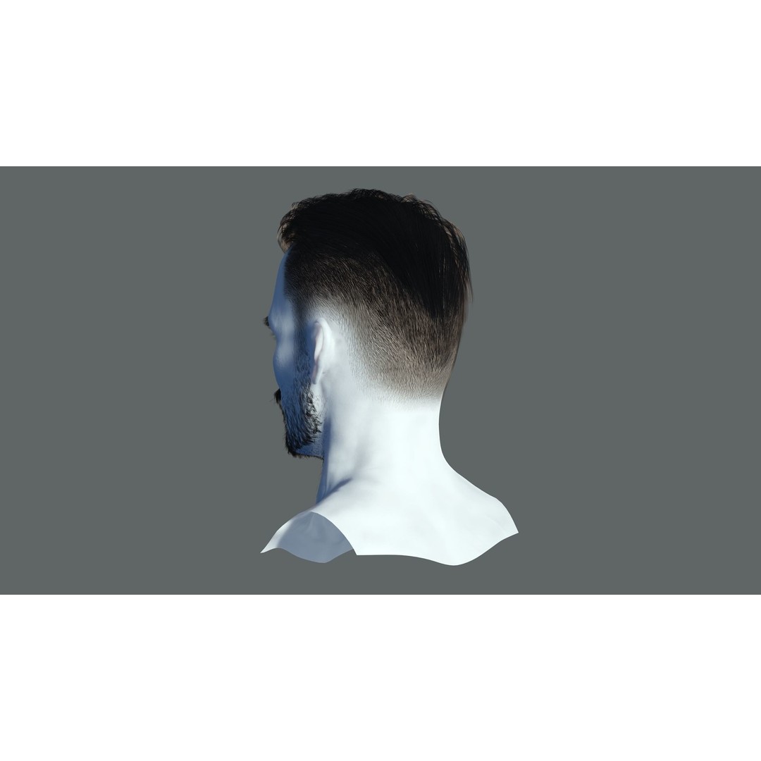 Realistic Male Hair 3D Model – Low Poly Game Ready, FBX, Blender - View 10