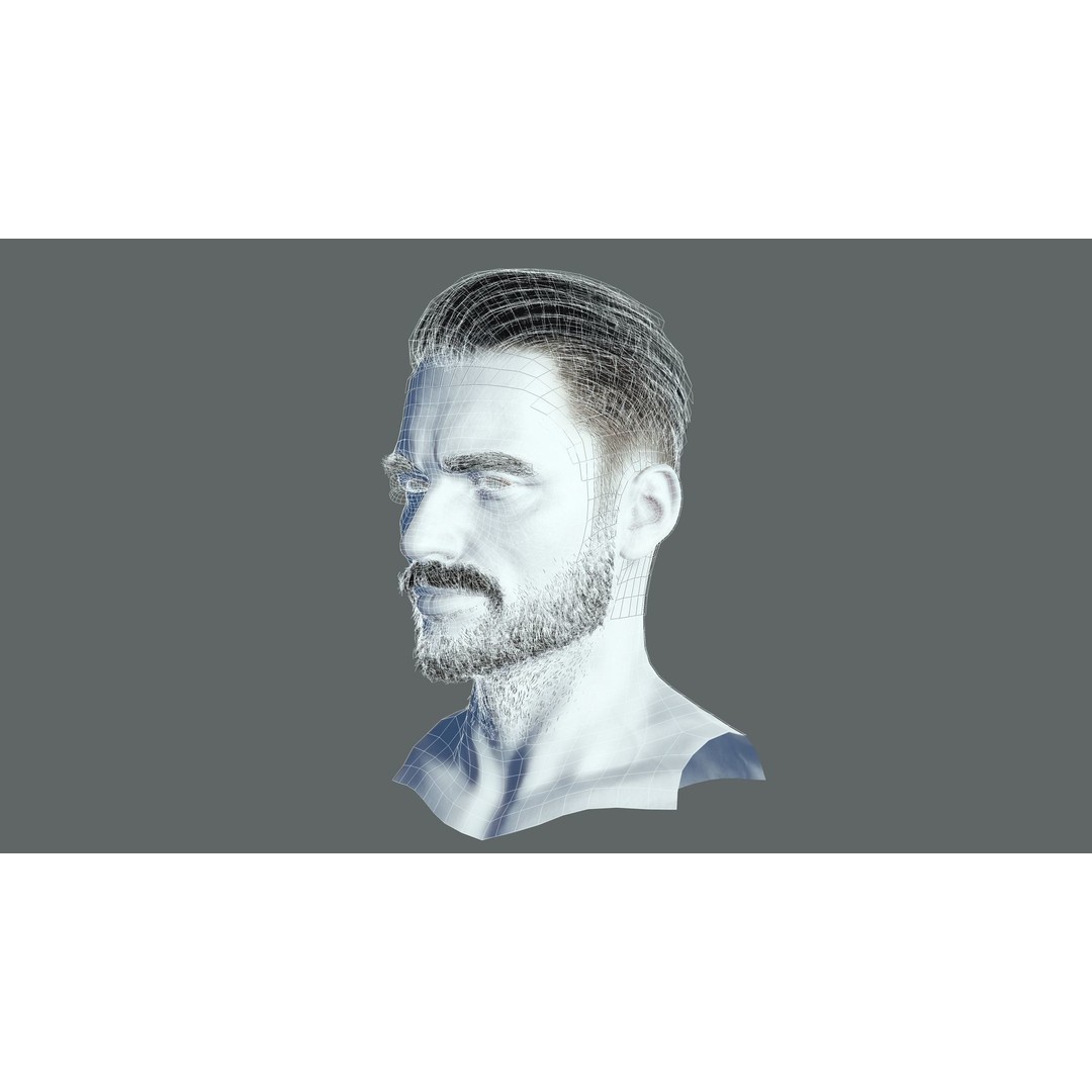 Realistic Male Hair 3D Model – Low Poly Game Ready, FBX, Blender - View 17